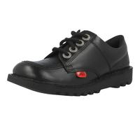 Kickers Kick Lo J Black School Shoes Leather Upper Chunky Sole Brass Eyelets