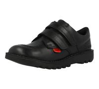 Kickers Kick Lo Vel Black Leather Shoes Kids School Smart Closure Straps