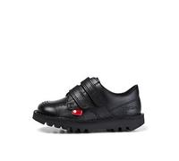 Kickers Kick Lo Velcro Leather Shoe, Black, Size 1 Older Black