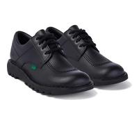 Kickers Kick Lo Womens Ladies Black Leather Lace Up School Work Shoes Size 4-8