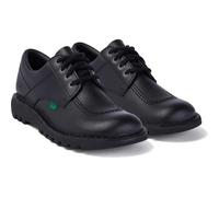 Kickers Kick Lo Womens Ladies Black Leather Lace Up School Work Shoes Size 4-8