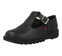 Kickers Kick T-Bar Black Leather Shoes School T-Bar Style with Chunky Sole