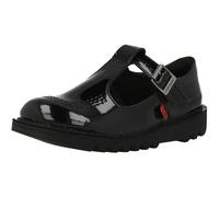 Kickers Kick T-Bar Black Patent Leather Shoes Kids' Classic Style Durable Fit
