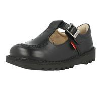 Kickers Kick T-Bar Black Shoes Kids Classic Leather Strap Buckle Comfy Iconic