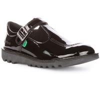 Kickers Kick T Bar Buckle Leather Mary Jane Girl Shoes Black Patent UK 3 - 6