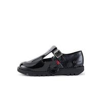 Kickers Women's Kick T Bar Black Leather School Shoes | Smart Everyday School Look | Everyday Comfort Fit, Cushioned for All-Day Wear, Black, 4 UK