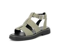 Kickers - Kickers Femme Lila Sandale Plate - B0DY33JWGQ - Kaki, 36 EU