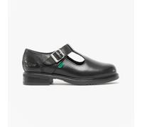 Kickers Girl's Lach T-Bar Leather School Shoes | Elegant T-Bar Style | Everyday Comfort Fit, Cushioned for All-Day Wear, Black, 2.5 UK Child
