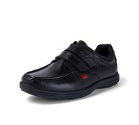 Kickers Men's Reasan Twin Strap Black Leather School Shoes | Sporty Comfort | Durable & Flexible | Premium Quality, Black, 10 UK