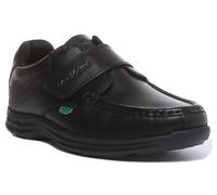 Kickers Reasan Hook And Loop Youth Mens Leather Shoes In Black Size UK 3 - 6