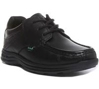 Kickers Reasan Lace Youth Lace Up Leather School Shoes In Black Size UK 3 - 6