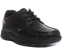 Kickers Reasan Lace Youth Lace Up Leather School Shoes In Black Size UK 3 - 6