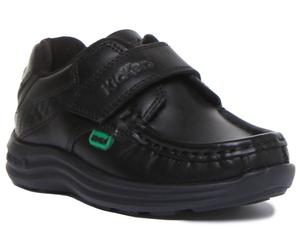 Kickers Reason Strap Kids Back to School Leather Black Moccasin Shoe Size 8 - 12