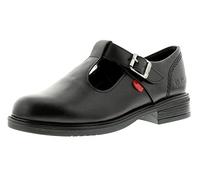 Kickers Lach Girls Black Leather T-Bar Shoe - Size 4 - Black