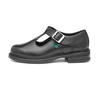 Kickers Teen Girl's Lach T-Bar Black Leather School Shoes, 6 UK