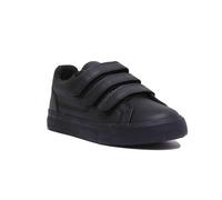 Kickers Unisex Kids Tovni Triple Strap School Shoes | Smart Everyday School Look | Hook & Loop Fastening, Cushioned for All-Day Wear, Black, 2.5 UK Child