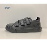 Kickers Tovni Boys 3 Riptape Strap Trainer School Shoes Black Leather UK Size 7