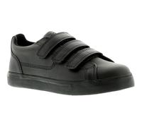 Kickers Kids' Tovni Trip School Shoes, Black Leather