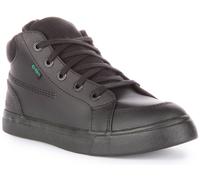 Kickers Tovni Hi Double Strap Lace Up Leather School Boys Shoes Black UK 3 - 6