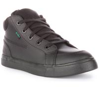 Kickers Tovni Hi Double Strap Lace Up Leather Youth School Shoes Black UK 3 - 6