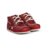 Kickers Unisex Baby Kick Hi Baby Glitter Leather Ankle Boot, Red, 0 UK Child