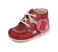 Kickers Unisex Baby Kick Hi Baby Glitter Leather Ankle Boot, Red, 3 UK Child