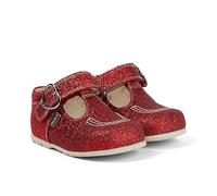 Kickers Unisex Baby Kick T Bar Baby Glitter Leather Shoes, Red, 0 UK Child