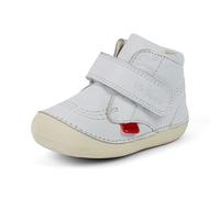 Kickers Unisex Baby Softer Hi Boots | Soft Sole | Easy Fasten | Comfortable | Cushioned, White, 4.5 UK Child