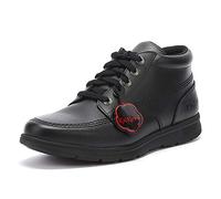 Kickers Unisex Kelland Lace Hi Leather Black Leather School Shoes | Smart Everyday School Look | Secure Lace-Up Fit, Cushioned for All-Day Wear, Black, 7 UK