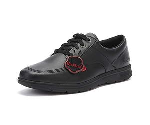 Kickers Unisex Kelland Lace Lo Leather Black Leather School Shoes, Black, 9 UK