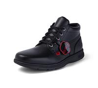 Kickers Unisex Kids Kelland Lace Leather Boot | Sturdy Ankle Boot Design | Secure Lace-Up Fit, Cushioned for All-Day Wear, Black, 5 UK Child