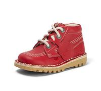 Kickers Unisex Kids Leather Alternative Kick Hi Classic Ankle Boots with Zip | Plant Based Material | Extra Comfortable | Added Durability | Premium Quality, Red, 8 UK Child