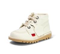 Kickers Unisex Kids Leather Alternative Kick Hi Classic Ankle Boots with Zip | Plant Based Material | Extra Comfortable | Added Durability | Premium Quality, White, 8.5 UK Child