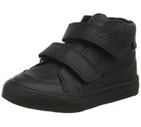 Kickers Unisex Kids Tovni Hi Velcro | Easy Fastening Black Leather School Shoes, Black, 5 UK Child