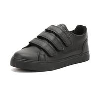 Kickers Tovni Trip Youth Three Straps Leather School Shoe In Black Size UK 3 - 6