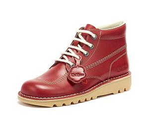 Kickers Unisex Leather Alternative Kick Hi Classic Ankle Boots | Plant Based Material | Extra Comfortable | Added Durability | Premium Quality, Red, 5 UK
