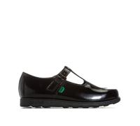 Kickers Women's Fragma T-Buckle Black Leather School Shoes | Smart Everyday School Look | Everyday Comfort Fit, Cushioned for All-Day Wear, Black, 4 UK