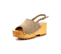 KICKERS Women's Kick Edge Wood Heeled Sandal, Light Beige, 3.5 UK