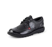 Kickers Women's Kick Lo Brogue Lace-Up Flats | Iconic Style | Extra Comfortable | Durable, Black, 3 UK
