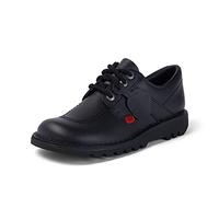 Kickers Kick Lo Womens Ladies Black Leather Lace Up School Work Shoes Size 4-8