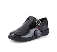 Kickers Women's Kick T Bar Black Leather School Shoes | Smart Everyday School Look | Everyday Comfort Fit, Cushioned for All-Day Wear, Black, 4 UK