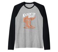 Kickin' Up Dust Line Dancing Western Boots Raglan Baseball Tee