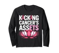 Kicking Cancer's Assets Breast Cancer Awareness Ribbon Lotus Long Sleeve T-Shirt