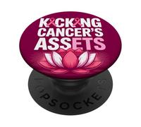 Kicking Cancer's Assets Breast Cancer Awareness Ribbon Lotus PopSockets Adhesive PopGrip