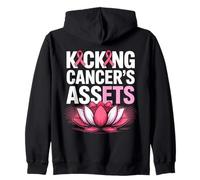 Kicking Cancer's Assets Breast Cancer Awareness Ribbon Lotus Zip Hoodie