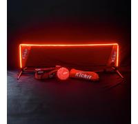 The Original KICKIT Inferno LED Soccer Tennis Game | Where Light-Up Soccer Meets Tennis | Portable 6.5 x 2 Foot Net & Kickit Soccer Tennis Ball | Play Outdoors, Indoors, Backyard or Beach, Red