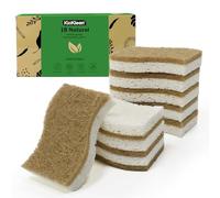 KICKLEEN Biodegradable Natural Kitchen Sponge, Compostable Cellulose and Coconut Walnut Sponges, Eco-Friendly Sustainable Sponges for Tableware, Pack of 18
