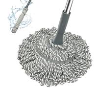 Kickleen Self Wringing Mop - Easy Squeeze Twist Mop with 52.5 Inch Long Handle, Heavy Duty for Hardwood, Tile, Vinyl & Laminate Floors (Gray)