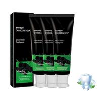 Kicklo Bamboo Charcoal Teeth Whitening Toothpaste, Organic Bamboo Charcoal Toothpaste Natural Teeth Whitening, Non-Irritating Formula, Mint Flavor, Breath Freshening for Sensitive Tooth (3pcs)