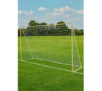 Kickmaster Premier Football Goal 8Ft - Powder Coated Steel Frame, Ultra Strong 3 ply High-Density Netting - Perfect for Outdoor Soccer Play - Ideal for Skill Development - Easy Assembly.